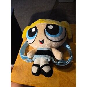 Powerpuff Girls Bubbles Plush Backpack Blonde Blue Cartoon Network VTG Y2K 2000